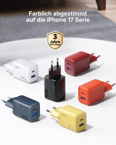 Incarcator rapid INIU 30W USB-C cu cablu de 1,5m, 2 porturi, negru - Img 7