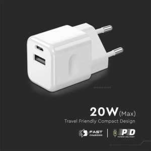 Incarcator rapid V-TAC 20 W USB-C, mini, dual USB pentru iPhone si Samsung - Img 7