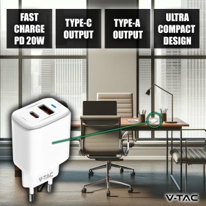 Incarcator rapid V-TAC 20W USB-C, compact, pentru iPhone si Samsung - Img 9
