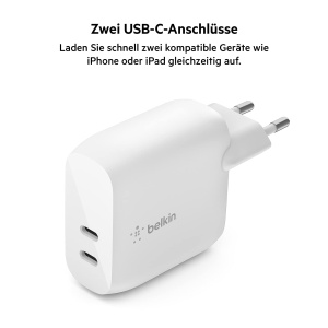 Incarcator USB-C Belkin 40W cu 2 porturi, incarcare rapida pentru iPhone si iPad - Img 2
