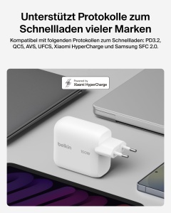 Incarcator USB C Belkin BoostCharge 100W, Alb, cu cablu de 1,5m - Img 4