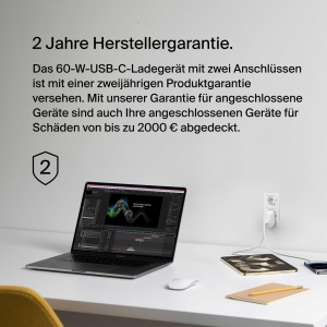 Incarcator USB-C Belkin BoostCharge 60W cu 2 porturi, alb - Img 6