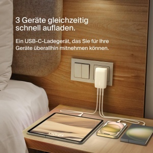 Incarcator USB-C Belkin BoostCharge cu 3 porturi, 67W, alb - Img 2