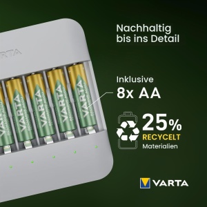 Incarcator VARTA Eco Charger Multi, 8x AA 2100mAh, design modern, reciclat - Img 3