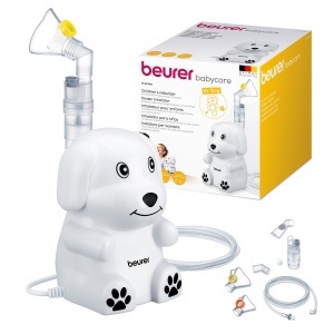 Inhalator pentru copii Beurer IH 24 cu design prietenos pentru copii pentru nebulizarea medicamentelor lichide, de la 6 luni, performanta ridicata de nebulizare si timp scurt de inhalare, masca din silicon pentru piele sensibila