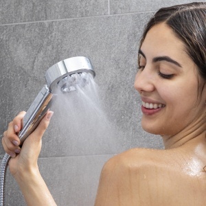 InnovaGoods Dozator 3 in 1 cu cap de dus dublu 2 moduri aromoterapie economisire apa asamblare usoara argintiu ABS - Img 2