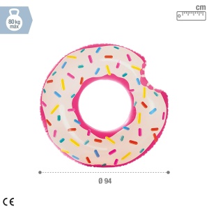 Intex 56265NP - Inel gonflabil de inot Rainbow Donut Vinil Multicolor 94x23 cm - Img 4