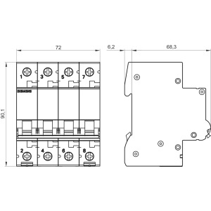 Intrerupator de circuit Siemens 5SL6, 3 poli, 20A, 400V AC, 6 kA - Img 4