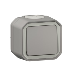 Intrerupator Legrand Plexo 10A, rezistent la apa, gri, pentru montaj pe suprafata