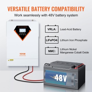 Invertor solar hibrid VEVOR 2-in-1 5500W Invertor solar 11000VA Afisaj LCD MPPT cu unda sinusoidala pura 3 moduri de incarcare (incarcare solara, incarcare la retea, incarcare hibrida) si 4 moduri de iesire (UTL, SOL, SBU, SUB) - Img 4
