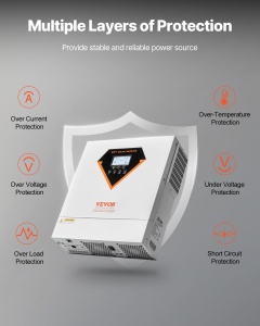 Invertor solar hibrid VEVOR EM3500-24L 3500W 24V MPPT 100A sinus pur - Img 6