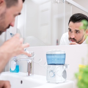 Irigator oral electric Sawgmore cu 10 niveluri de presiune si 8 duze, ata dentara profesionala pentru curatarea Zan, rezervor de apa de 600 ml, perfect pentru familie - Img 3