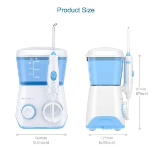 Irigator oral TUREWELL, Curatator interdental electric cu 10 niveluri de presiune si 8 duze, Irigator oral impermeabil IPX7, ata dentara de apa de 600 ML pentru casa (alb) - Img 8