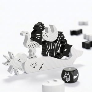 Joc de indemanare HABA Tier auf Tier - editie Black White, 2-4 jucatori, 25 figurine din lemn