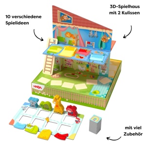 Joc de societate HABA - 10 idei de jocuri, 3D cu figurine din lemn, pentru copii de la 2 ani - Img 2