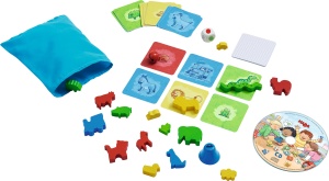 Joc de societate HABA Papperlapapp 6 jocuri pentru copii de la 3 ani, 18 figurine din lemn - Img 2