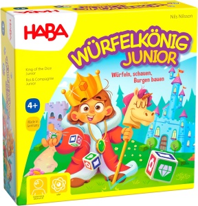 Joc de societate HABA Wurfelkonig Junior, pentru 2-4 jucatori, 4 ani, made in Germany