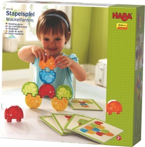 Joc de Stivuire HABA 300145 - 10 Elefanti Colorati din Lemn, 5 Carti de Provocari - Img 4