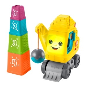 Jucarie Baufahrzeug Fisher-Price HXF48 cu sunete, lumini si cric mobil, pentru copii 9 luni
