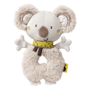Jucarie cu inel pentru bebelusi Fehn Koala - Jucarie de plus Jucarie pentru bebelusi cu zornaitor - Jucarie pentru abilitati motorii pentru invatare jucausa - Jucarie de plus ca ajutor pentru somn - Jucarii pentru bebelusi si copii mici de la 0+ luni