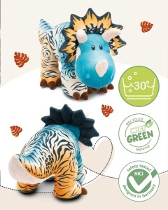 Jucarie de plus NICI Dino Cerastupsy 40cm material reciclat design colorat - Img 3