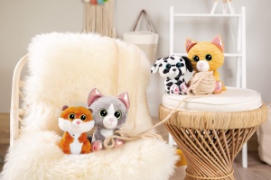 Jucarie de plus NICI GLUBSCHIS Felinja 25cm gri-bej ochi stralucitori - Img 6