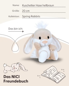 Jucarie de plus NICI Iepuras Happy 62676 20 cm maro deschis material reciclabil cadou ideal - Img 6