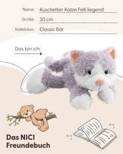 Jucarie de plus NICI Kuscheltier Katze Felli 30cm - gri, moale, ideal pentru cadou - Img 6