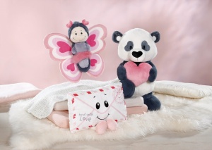 Jucarie de plus NICI Love Panda 20cm - negru, moale, cu inima roz - Img 6