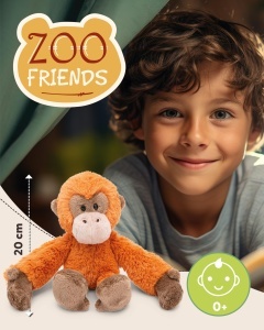Jucarie de Plus NICI Zoo Friends Orang Utan 20cm Portocaliu Moale si Dragalas - Img 2