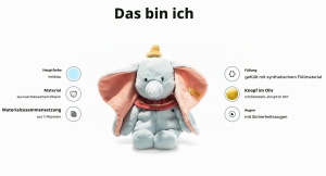 Jucarie de plus Steiff Dumbo 30 cm, culoare hellblau, pentru copii - Img 3