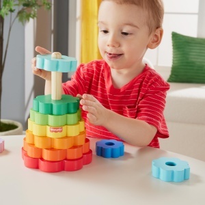Jucarie de Stivuire Fisher-Price HXT77, din Lemn, 10 Piese, Colorate - Img 2