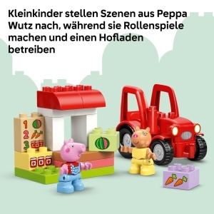 Jucarie LEGO DUPLO Peppa Wutz Traktor si Stand de Piata, 18 piese, cu 2 figurine - Img 4