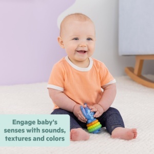 Jucarie pentru bebelusi Bright Starts Disney Baby Stitch Twist-a-Stitch cu inele texturate si zornaitoare - Img 2