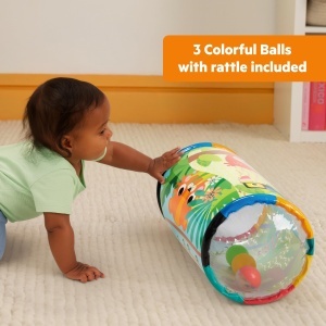 Jucarie pentru bebelusi Bright Starts Roll-Along Rainforest, cu 3 mingi colorate, design sigur - Img 6