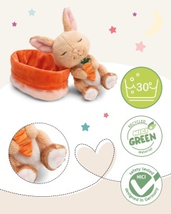 Jucarie plus NICI Iepuras cu Morcov 12cm maro din materiale reciclate model 61584 - Img 3