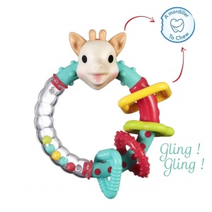 Jucarie zornaitoare si inel gingival Sophie la Girafe, multicolor, 4 forme geometrice - Img 2