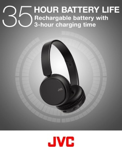 JVC HA-Z37W-B - Casti Bluetooth, Bas profund, 3 moduri de sunet (Bas/Clar/Normal), 35 de ore de viata a bateriei, Design usor si pliabil, Functie multipunct, Bluetooth 5.2, (Negru) - Img 3