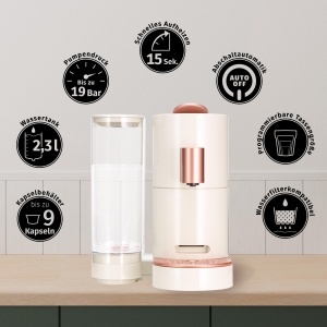 K-fee TWINS II Kapselmaschine 23L 19 Bar Beige-Rose Gold - Img 4