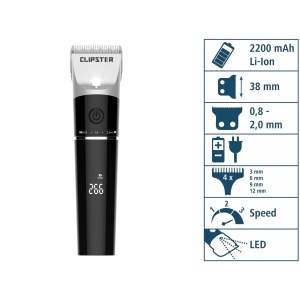 Kerbl Cordless Clipper DeloX 2500 mAh viteza de forfecare in 3 trepte indicator digital de incarcare 18463 - Img 2