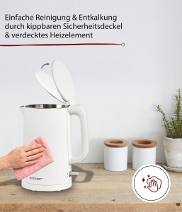 Kettle electric Cloer 4321, 1.5L, 1500W, inox, alb - Img 4