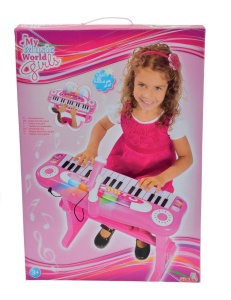 Keyboard Stand pentru copii Simba 106830690, 31 taste, cu microfon, roz - Img 5