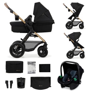 Kinderkraft MOOV2 AIR Carucior 3 in 1 Negru Roti Gonflabile Functie Landou