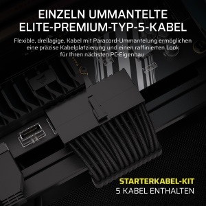 Kit de cabluri Corsair Elite Premium cu umplutura Paracord, Negru - Img 2