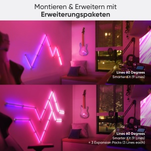 Kit de iluminare inteligent Nanoleaf Lines 60 grade, 9 LED RGBW, modular, 16 milioane culori - Img 4