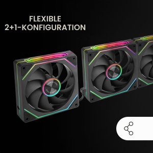 Kit de ventilatoare cu iluminare ARGB Mars Gaming MF-LINKFINITYKIT2, 3 x 120mm, Negru - Img 5