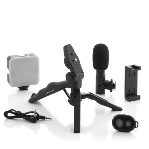Kit de Vlogging InnovaGoods cu Lumina LED, Microfon si Telecomanda, 6 Piese