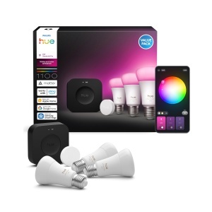 Kit Start Philips Hue Bridge Pro 3 Becuri E27 Smart Color si Buton Inteligent