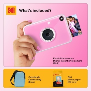 Kodak Printomatic Plus Camera Instantanee Starter Set Albastru 10MP Hartie ZINK 2x3 - Img 2
