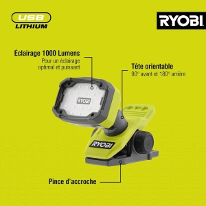 Lampa cu acumulator RYOBI RLC4-0, 1000 Lumen, magnetica, 3 nivele de luminozitate - Img 8